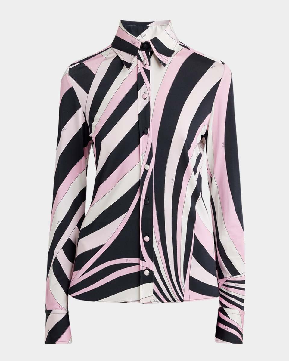 Iride-Print Butotn-Down Shirt